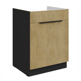 Spodní skříňka pod dřez Cremona 60 ZL 1S BB - Premium Box Barva korpusu: Černá, Barva dvířek: Dub Cremona