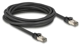 Delock RJ45 Cat.6A U/FTP černá / Síťový kabel / 5 m / nerezový vnitřní plášť / odolný proti vlhkosti a prachu (80243)