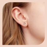 Stříbrné květinové náušnice Helen - stříbro 925/1000, Hnědá