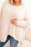 Dámský svetr Plus Size z akrylu volného střihu s rukávem 3/4 béžový UNI