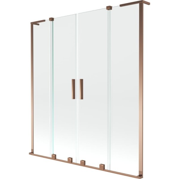 MEXEN/S - Velar L Duo dvoukřídlá posuvná vanová zástěna 150 x 150, transparent, růžové zlato 896-150-003-02-60