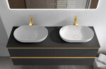 CERANO - Koupelnová skříňka Velora - černá matná, úchytka zlatá + deska pod umyvadlo Navira Slim - 18 mm - 120x54,8x46,5 CER-664789