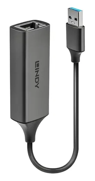 Lindy USB 3.0 Gigabit Ethernet adaptér / Síťový adaptér / USB-A 3.0 / RJ45 / 10/100/1000 Mbit/s / stříbrná (43298)