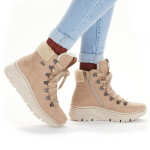 Dámské kotníkové zateplené boty W RKR572 Hnědo-béžová - Rieker hnědá-béžová 39