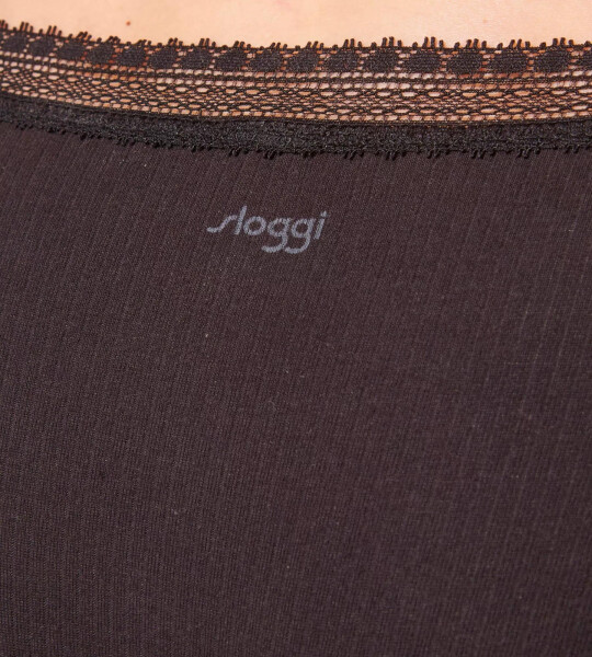 Dámské kalhotky GO Ribbed R Hipster C2P - BLACK - černé 0004 - SLOGGI BLACK L