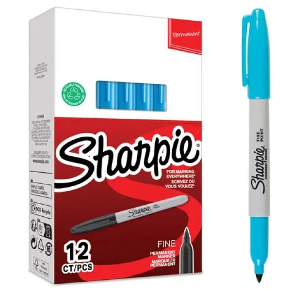 Sharpie Fine světle modrá / Popisovač permanentní / kulatý hrot F / 12 ks (2229136)