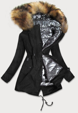 Černá dámská zimní bunda 3 v 1 (B9558-1) odcienie czerni XXL (44)