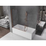 MEXEN/S - Velar Dvoukřídlá posuvná vanová zástěna 130 x 150, transparent, růžové zlato 896-130-000-01-60