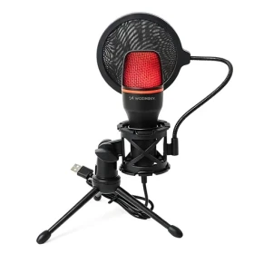 Wozinsky Studio černá / Stolní mikrofon / USB / RGB podsvícení / stojan