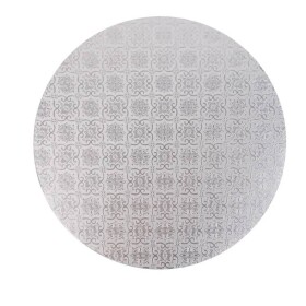 Cake Star Podložka pod dort PEVNÁ stříbrná vzor Jinju kruh 28 cm 11" (1 ks) transparentní