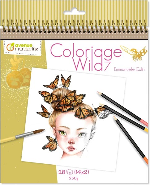 Avenue Mandarine Umělecké omalovánky Coloriage Wild 7 antistresové omalovánky, Emmanuelle Colin