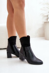 Zateplené dámské boty na podpatku černé Relabina 39