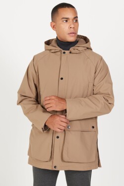 AC&Co Altınyıldız Classics Men's Mink Hooded Stand Collar Standard Fit Warm Windproof Coat