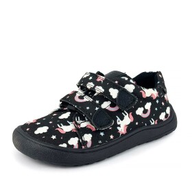 Dívčí barefoot tenisky KORO BLACK UNI Protetika jednorožci černé - 30