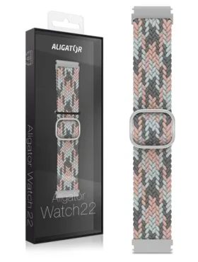 Aligator Řemínek textilní 22mm / růžovo-šedý (22AW0024)