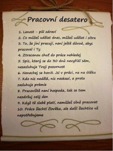 Bene Pergamen - desatero pracovní
