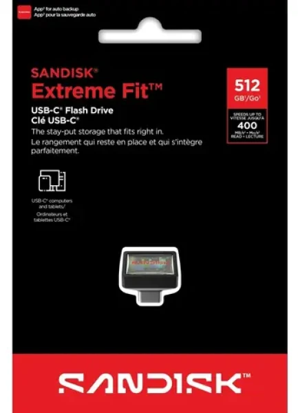 SanDisk Extreme Fit USB-C 512GB černá / Flash disk / USB-C / čtení: 400 MB/s (SDCZ530-512G-G46)