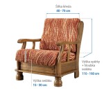 Bielastické potahy UNIVERSO NOVÉ žíhané cihlové křeslo s dřevěnými rukojeťmi (š. 40 - 70 cm)