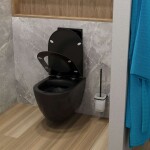 Kielle - Vega WC štětka nástěnná s držákem, matné sklo/matná černá 40518004