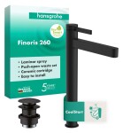 HANSGROHE - Finoris Umyvadlová baterie, s výpustí Push-Open, CoolStart, EcoSmart, matná černá 76072670