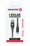 SWISSTEN KEVLAR datový kabel USB-C 1.5m šedá / 60W / 3A / 1x USB-C(M) / 1x USB-A(M) (71541010)