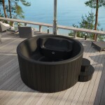 Koupací sud Hot tub DLX 200cm Black edition + LED + víko