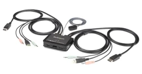 StarTech 2-portový KVM přepínač DisplayPort / 4K 60Hz / USB / DP 1.2 / integrované kabely (SV211DPUA4K)