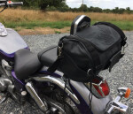 Kožený moto válec Eagle za opěrku na chopper 40x20cm