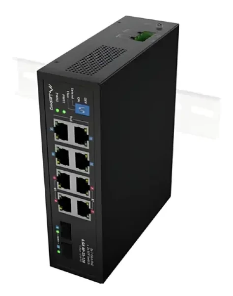 Lanberg ILGE-8P-2S-120 / Switch / 8x Gigabit / 4x PoE BT / 4x PoE AT / 2x SFP / DIN rail / 120W (ILGE-8P-2S-120)