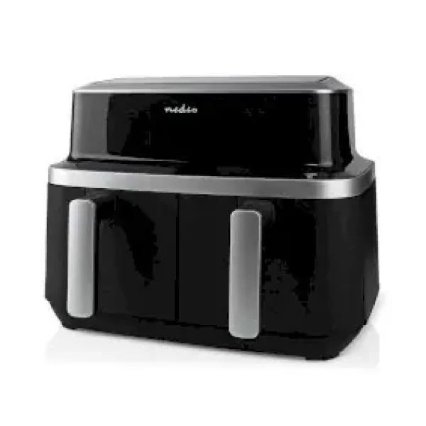 Nedis KAAF320BK černá / Horkovzdušná fritéza / 2x 4.2 l / 2600 W / Časovač: 60 min / 10 programů (KAAF320BK)
