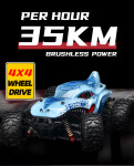 Mamido RC Monster Truck 1:16 Max 35 km/h dosah 100m 2.4Ghz 4x4 Bezkartáčový motor Barva: Červená