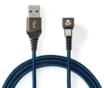 Nedis USB-A - USB-C kabel černá/modrá / Kabel USB / 480 Mbps / Pozlacený / 2 m / Opletený nylon (GCTB60600BK20)