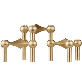 Stoff Nagel Designový svícen STOFF Nagel Brushed Brass – set 3 ks, zlatá barva, kov