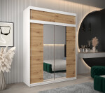 Šatní skříň Abi T1 s nástavcem Barva korpusu: Bílá, Rozměry: 250 cm, Dveře: Dub artisan