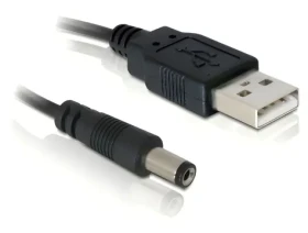 Delock USB DC 5,5x2,1 mm černý / Napájecí kabel / 1 m / USB-A samec / DC samec (82197)