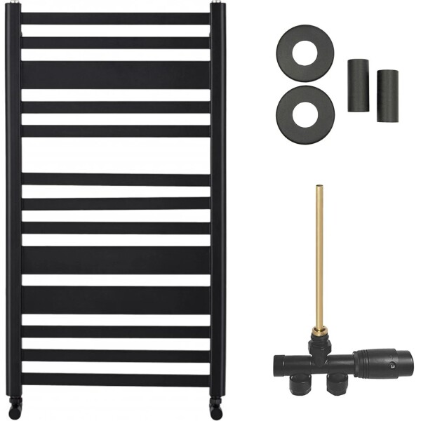 CERANO Koupelnový radiátorový set Enrico - ústřední vytápění - boční jednobodové připojení - 467W - černá matná - 970x550 mm