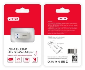 Unitek A1034NI stříbrná / Adaptér / USB-A na USB-C / USB 3.1 Gen 1 / 5 Gbps (A1034NI)