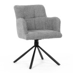 Židle jídelní, šedá látka, černý kov, otočný vratný mechanismus 90°/90° (L/P) - funkce reset