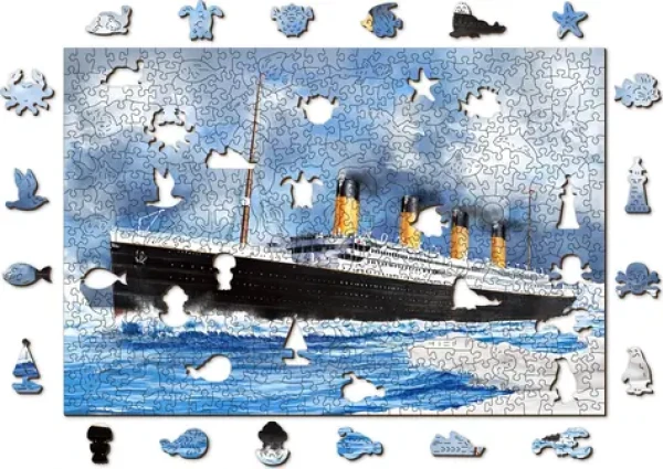 WOODEN CITY Dřevěné puzzle Titanic 2v1 - 505 dílků EKO