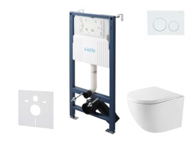 Kielle - Genesis New Set předstěnové instalace, kompaktního klozetu Oudee, Vortex Rimless+, sedátka softclose a tlačítka Gemini New I, lesklá bílá 30528SS37