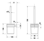 DURAVIT - Karree WC štětka nástěnná s držákem, chrom/mléčné sklo 0099571000