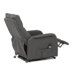 Křeslo polohovací, eletrické, šedá látka.
