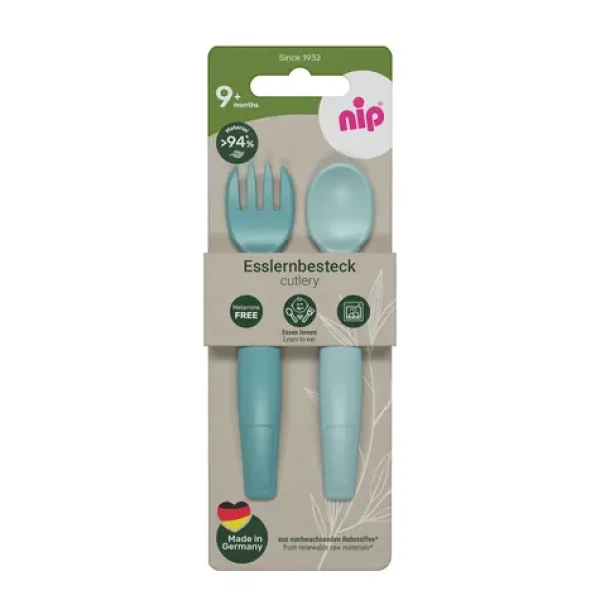 NIP NATURE line příbor 2ks, od 9m+, blue (NIP38850-51)