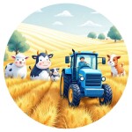 Obrázek Jedlý papír na dort Traktor a krávy