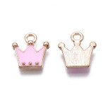 Kovový přívěsek - korunka - různé varianty - 11,5 × 10,5 mm - 1 ks Barva: Růžová