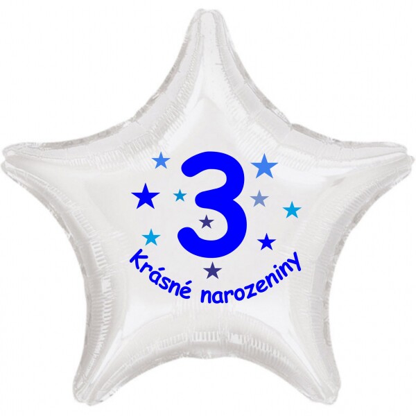 Krásné 3. narozeniny fóliový balónek hvězda pro kluky Balonky.cz Krásné 3. narozeniny fóliový balónek hvězda pro kluky Balonky.cz