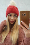 Fleecová čepice Ilona K218 malpberry+ecru UNI