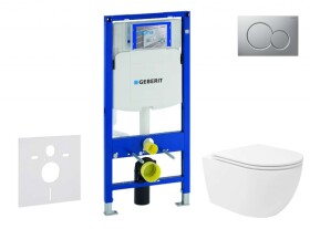 GEBERIT - Duofix Set předstěnové instalace, klozetu Oudee Vortex a sedátka softclose, tlačítko Sigma01, lakovaný matný chrom SANI11CA1155