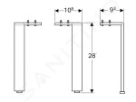 GEBERIT - Acanto Nohy ke skříňkám 281 mm, hliník/chrom 500.658.00.2