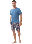 Pánské pyžamo Luna 803 v plné délce M-2XL blue-grid M